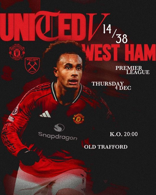 拿下就进前五！曼联发布对阵西汉姆海报：齐尔克泽单人出镜