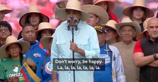 局势紧张之际，马杜罗再唱英文歌：别担心，要快乐