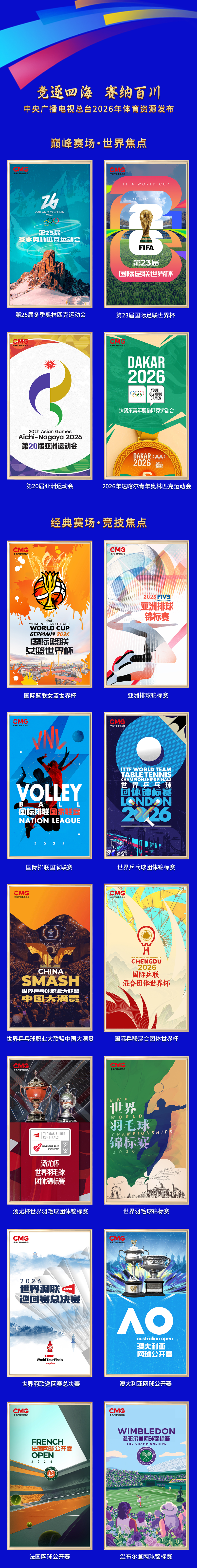 大赛看总台!中央广播电视总台2026年体育资源发布