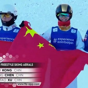 中国队包揽金银铜！女子空中技巧决赛：孔凡钰夺金，徐梦桃摘铜